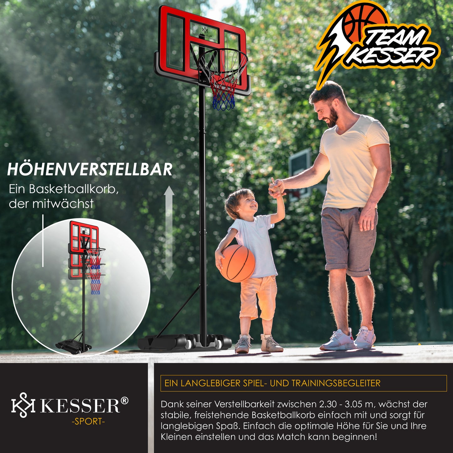 KESSER® Basketballkorb 230 -305Cm Mit Ständer Basketballstän
