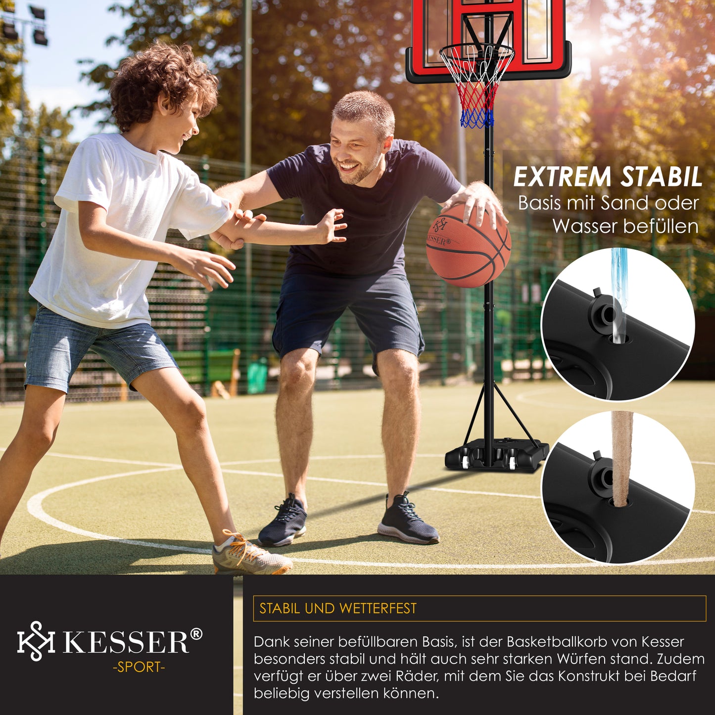 KESSER® Basketballkorb 230 -305Cm Mit Ständer Basketballstän