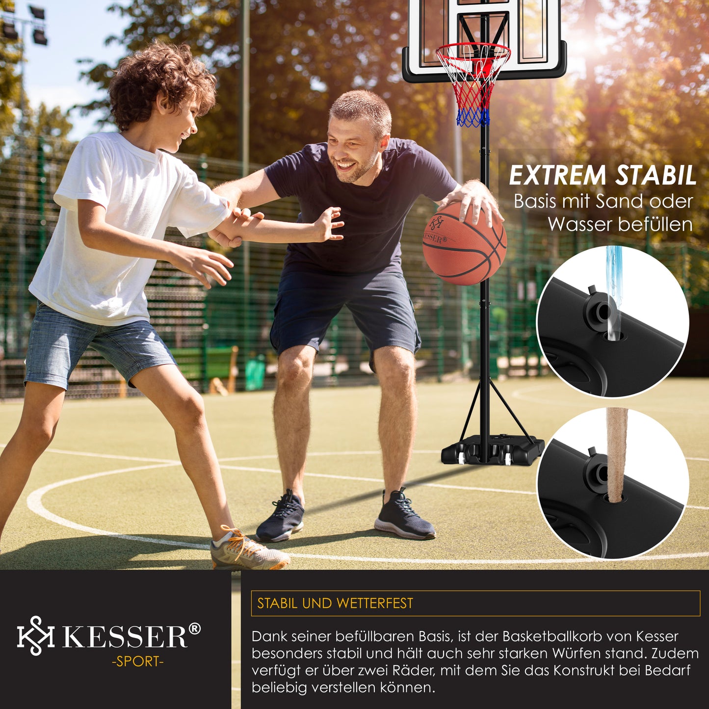 KESSER® Basketballkorb 230 -305Cm Mit Ständer Basketballstän