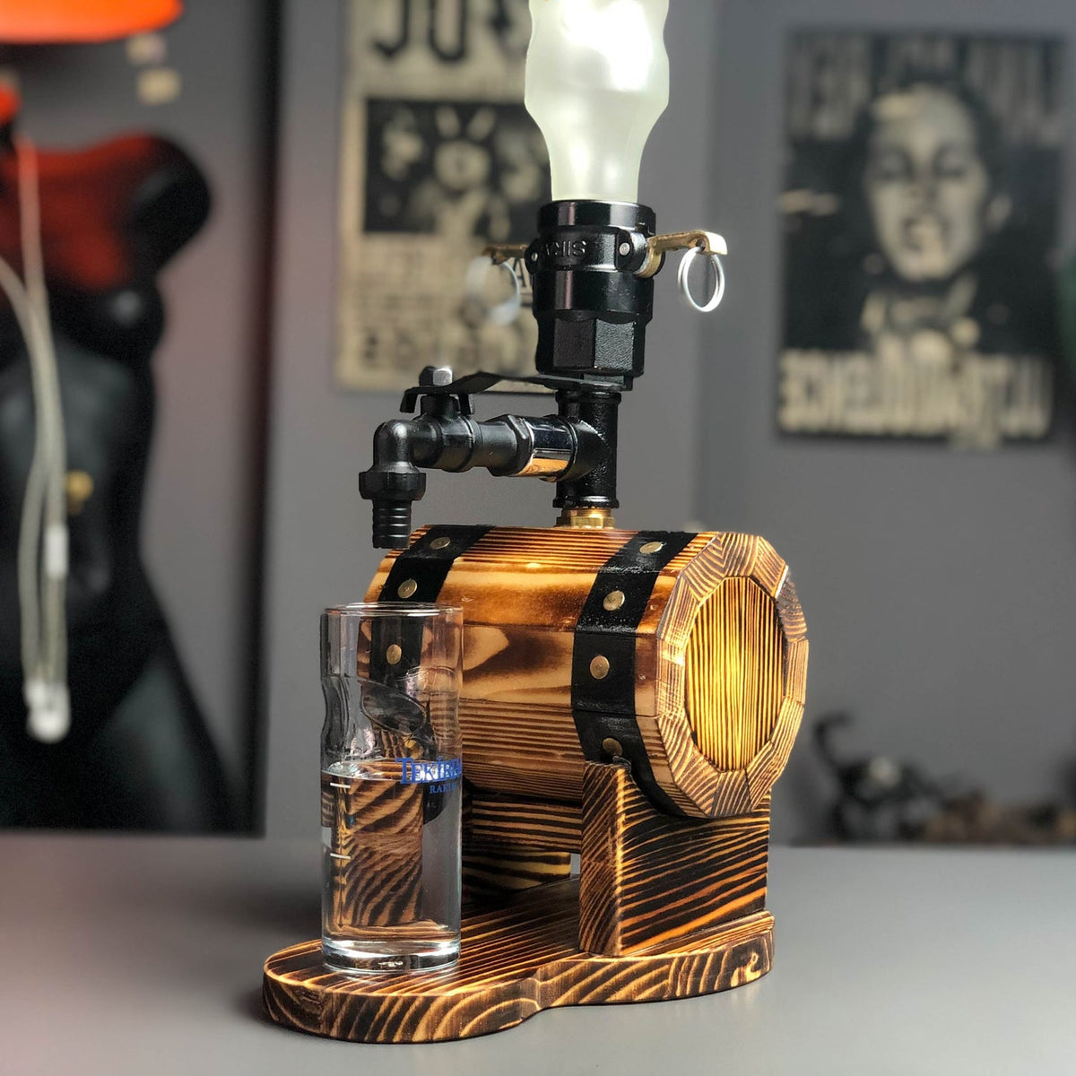 Solid wood barrel dispenser