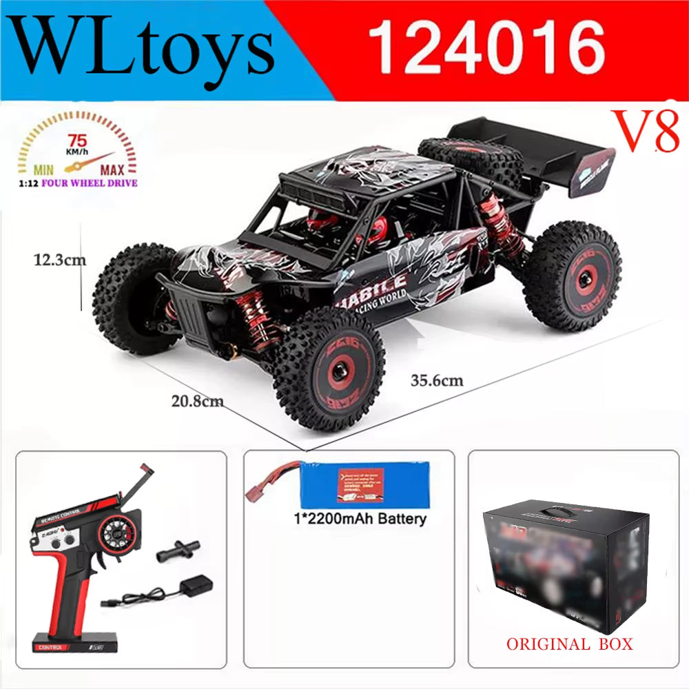 New 124017-V8 1/12 2.4G Racing RC Cars 4WD Brushless Motor 75Km/H High Speed Remote Control Off-Road Drift Toys for Aduit