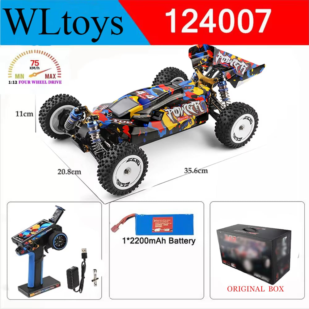 New 124017-V8 1/12 2.4G Racing RC Cars 4WD Brushless Motor 75Km/H High Speed Remote Control Off-Road Drift Toys for Aduit