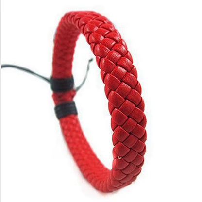 1Pcs Punk Black/Brown/White/Yellow Braided Leather Bracelet Bangle Male Accessories Homme Jewelry Black Color Leather Bracelets