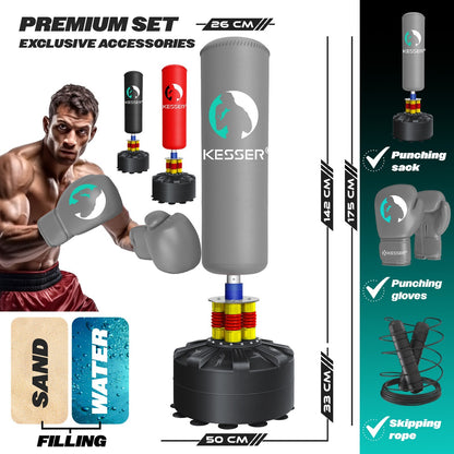 KESSER® Boxsack Set Boxhandschuhe Springseil Box Sandsack Punching Bag Stehend