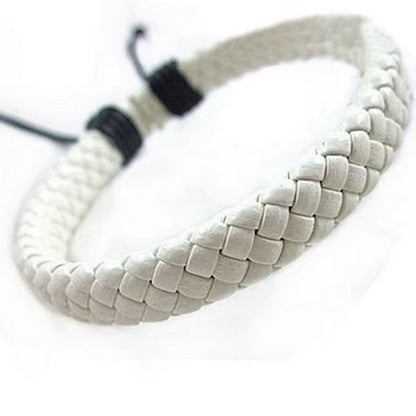 1Pcs Punk Black/Brown/White/Yellow Braided Leather Bracelet Bangle Male Accessories Homme Jewelry Black Color Leather Bracelets