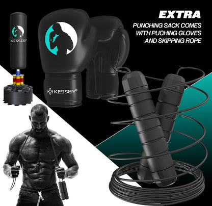 KESSER® Boxsack Set Boxhandschuhe Springseil Box Sandsack Punching Bag Stehend
