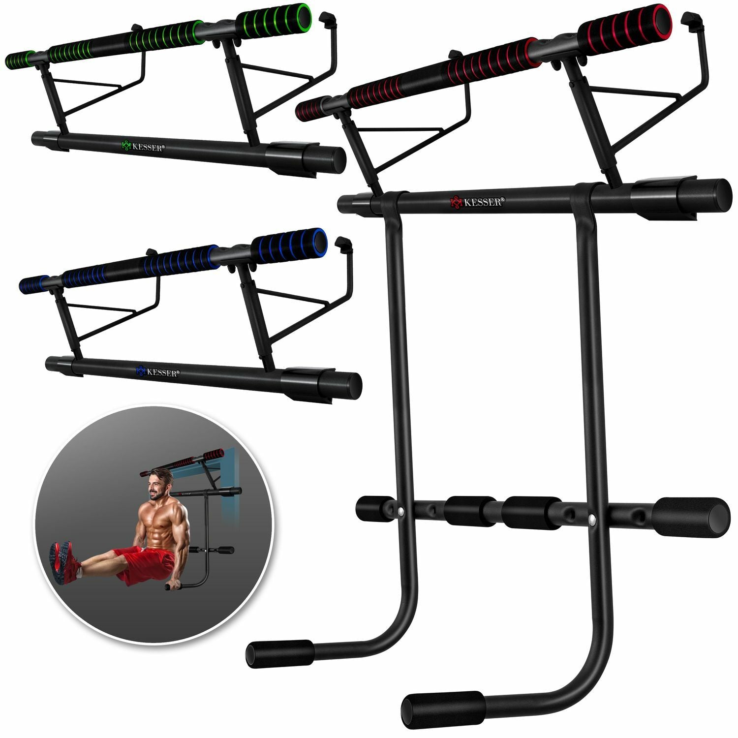 KESSER® 4In1 Premium Klimmzugstange + Dip-Station Türrahmen Tür Klimmzug Stange