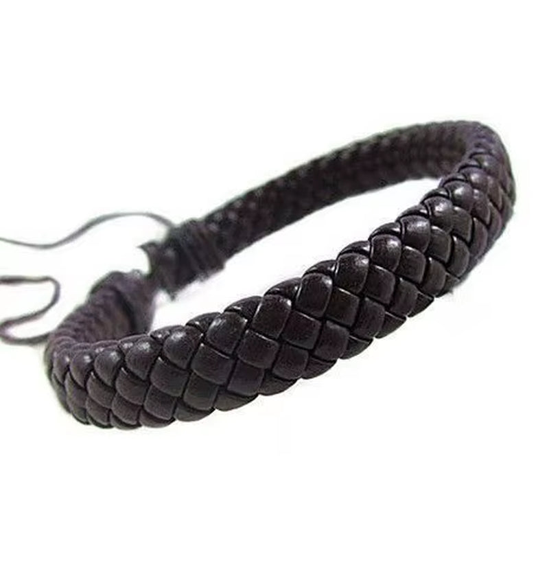 1Pcs Punk Black/Brown/White/Yellow Braided Leather Bracelet Bangle Male Accessories Homme Jewelry Black Color Leather Bracelets