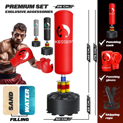 KESSER® Boxsack Set Boxhandschuhe Springseil Box Sandsack Punching Bag Stehend