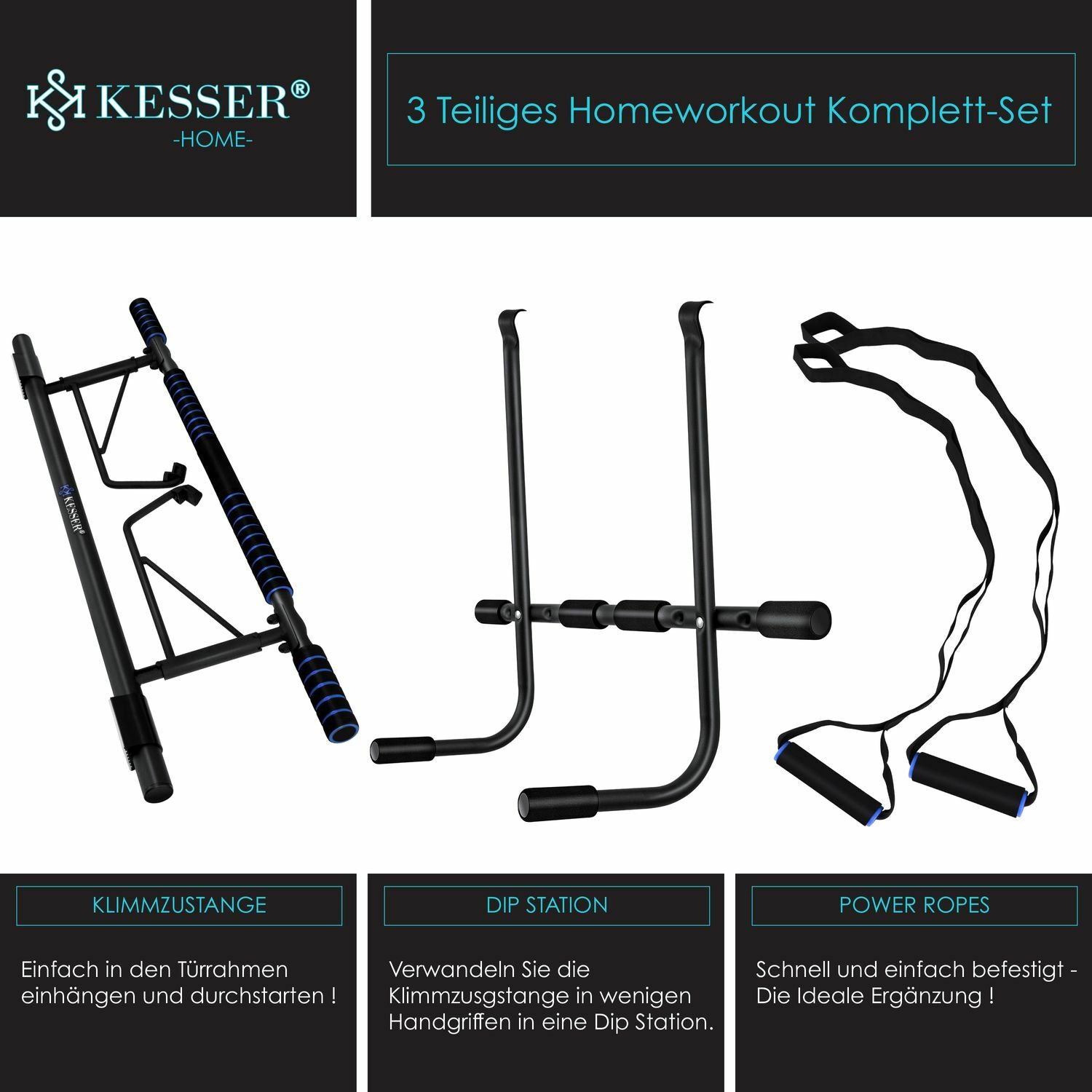 KESSER® 4In1 Premium Klimmzugstange + Dip-Station Türrahmen Tür Klimmzug Stange