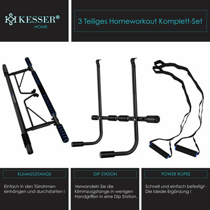 KESSER® 4In1 Premium Klimmzugstange + Dip-Station Türrahmen Tür Klimmzug Stange
