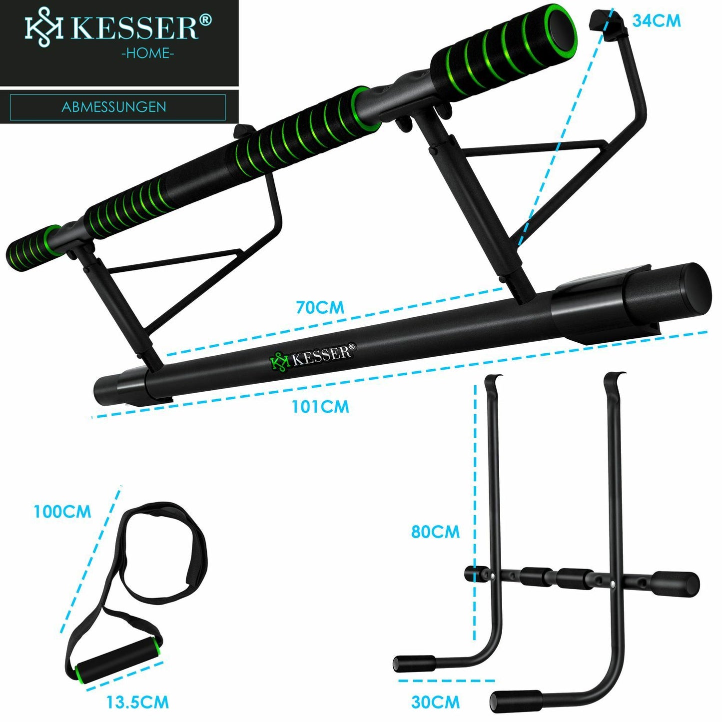 KESSER® 4In1 Premium Klimmzugstange + Dip-Station Türrahmen Tür Klimmzug Stange