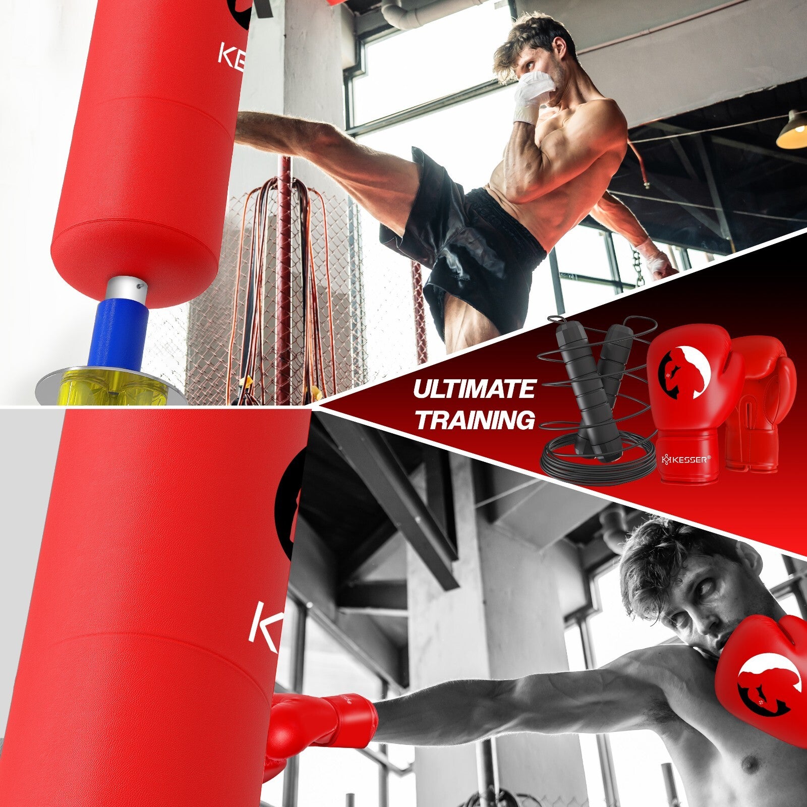 KESSER® Boxsack Set Boxhandschuhe Springseil Box Sandsack Punching Bag Stehend