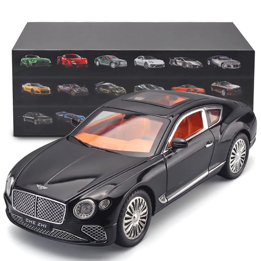 1:24 Continental GT Model Car Alloy Diecast Toy Car Collectible Pull Back Toy Vehicles With(Black)