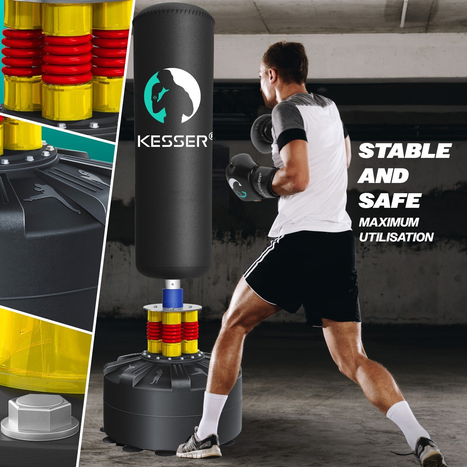 KESSER® Boxsack Set Boxhandschuhe Springseil Box Sandsack Punching Bag Stehend