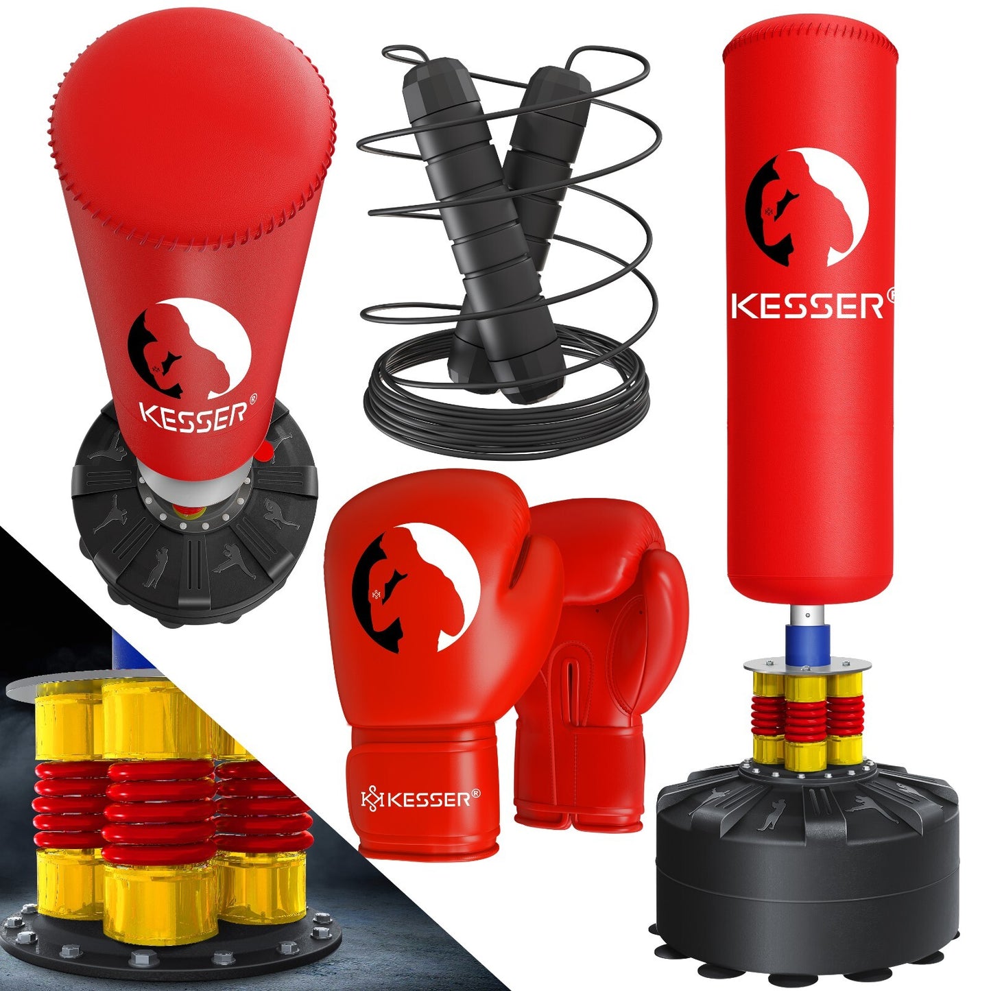 KESSER® Boxsack Set Boxhandschuhe Springseil Box Sandsack Punching Bag Stehend