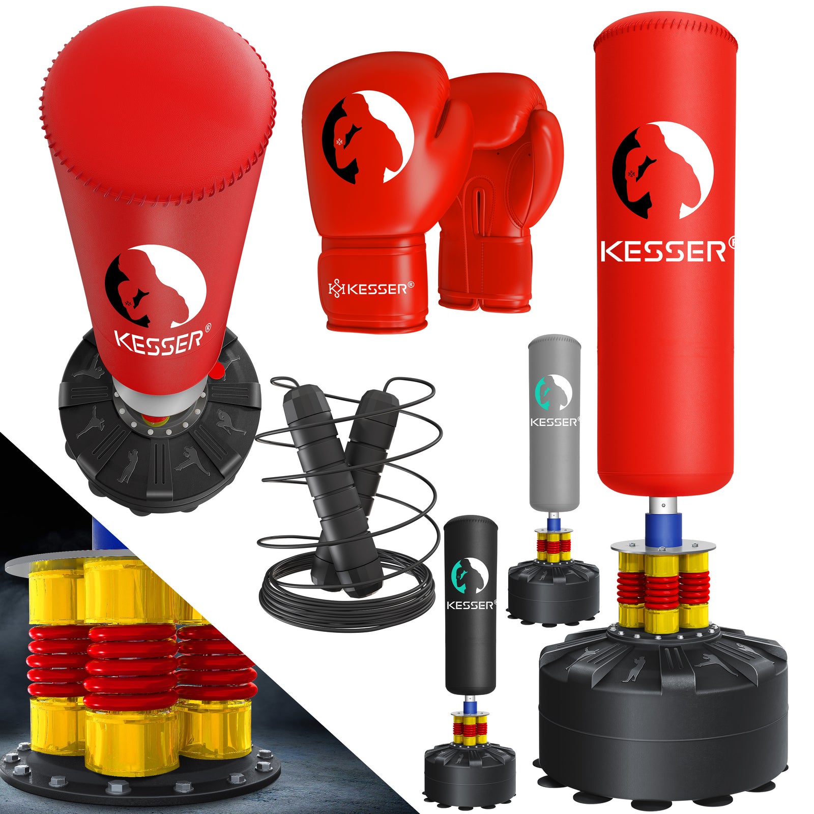 KESSER® Boxsack Set Boxhandschuhe Springseil Box Sandsack Punching Bag Stehend