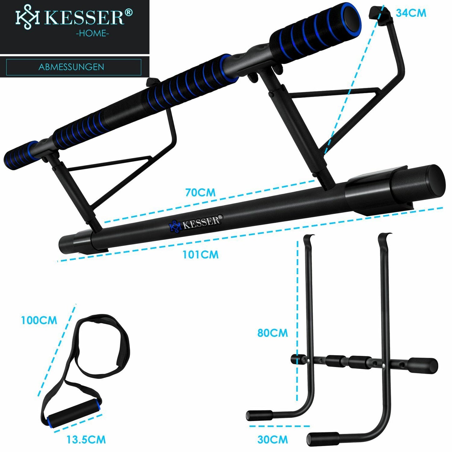 KESSER® 4In1 Premium Klimmzugstange + Dip-Station Türrahmen Tür Klimmzug Stange