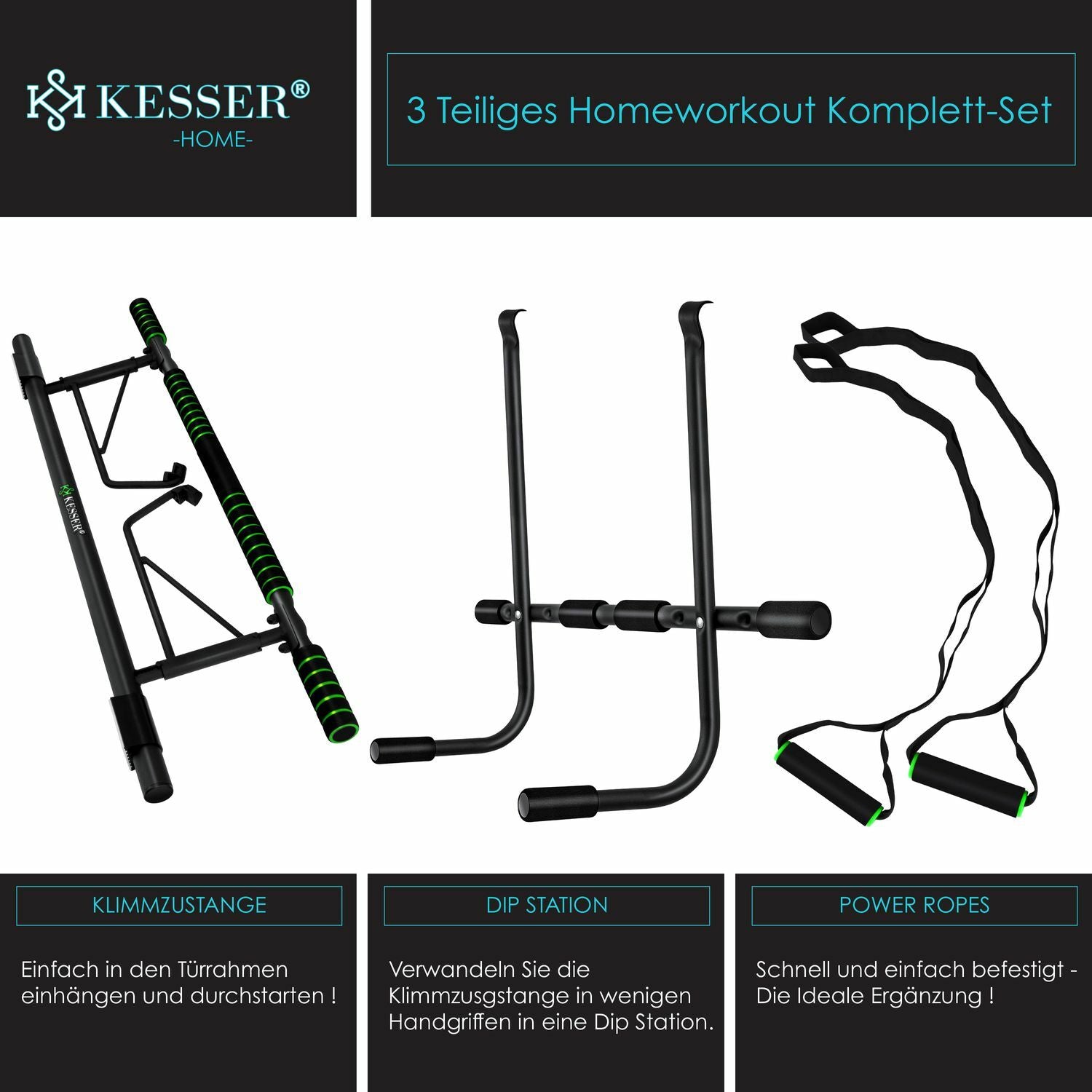 KESSER® 4In1 Premium Klimmzugstange + Dip-Station Türrahmen Tür Klimmzug Stange