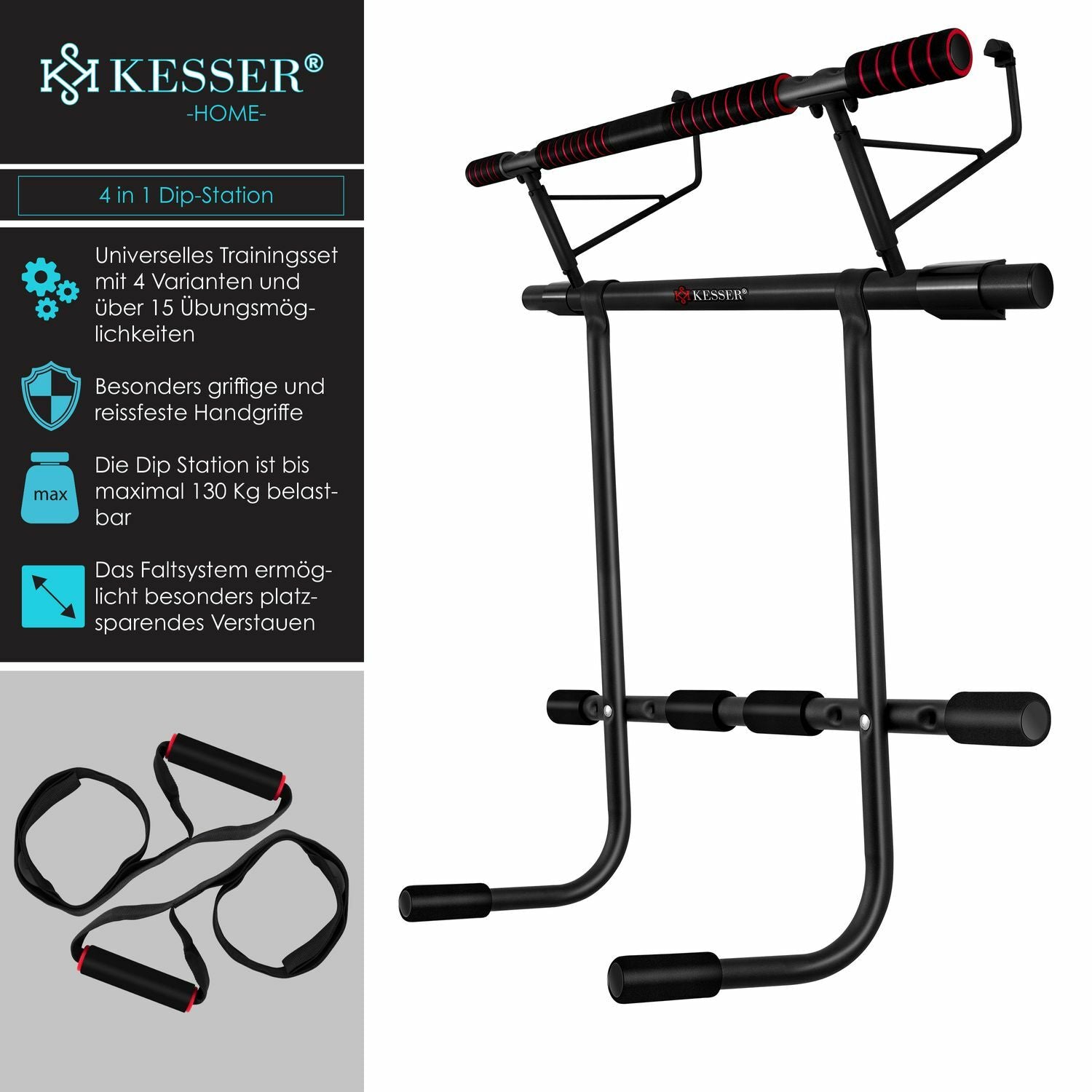 KESSER® 4In1 Premium Klimmzugstange + Dip-Station Türrahmen Tür Klimmzug Stange