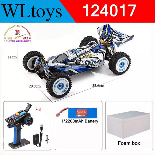New 124017-V8 1/12 2.4G Racing RC Cars 4WD Brushless Motor 75Km/H High Speed Remote Control Off-Road Drift Toys for Aduit
