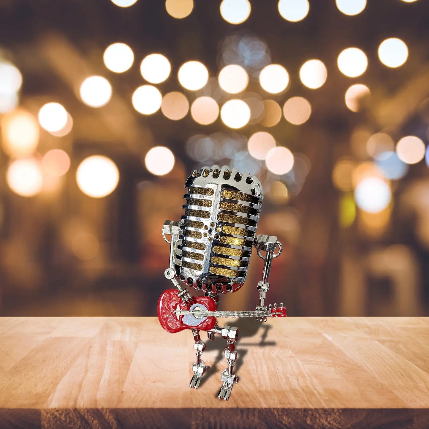 Microphone Robot Desk Lamp Microphone Robot Lamp Vintage Metal Microphone Robot Lamp Table LED Guitar Lamp Robot Desk Light Lamp