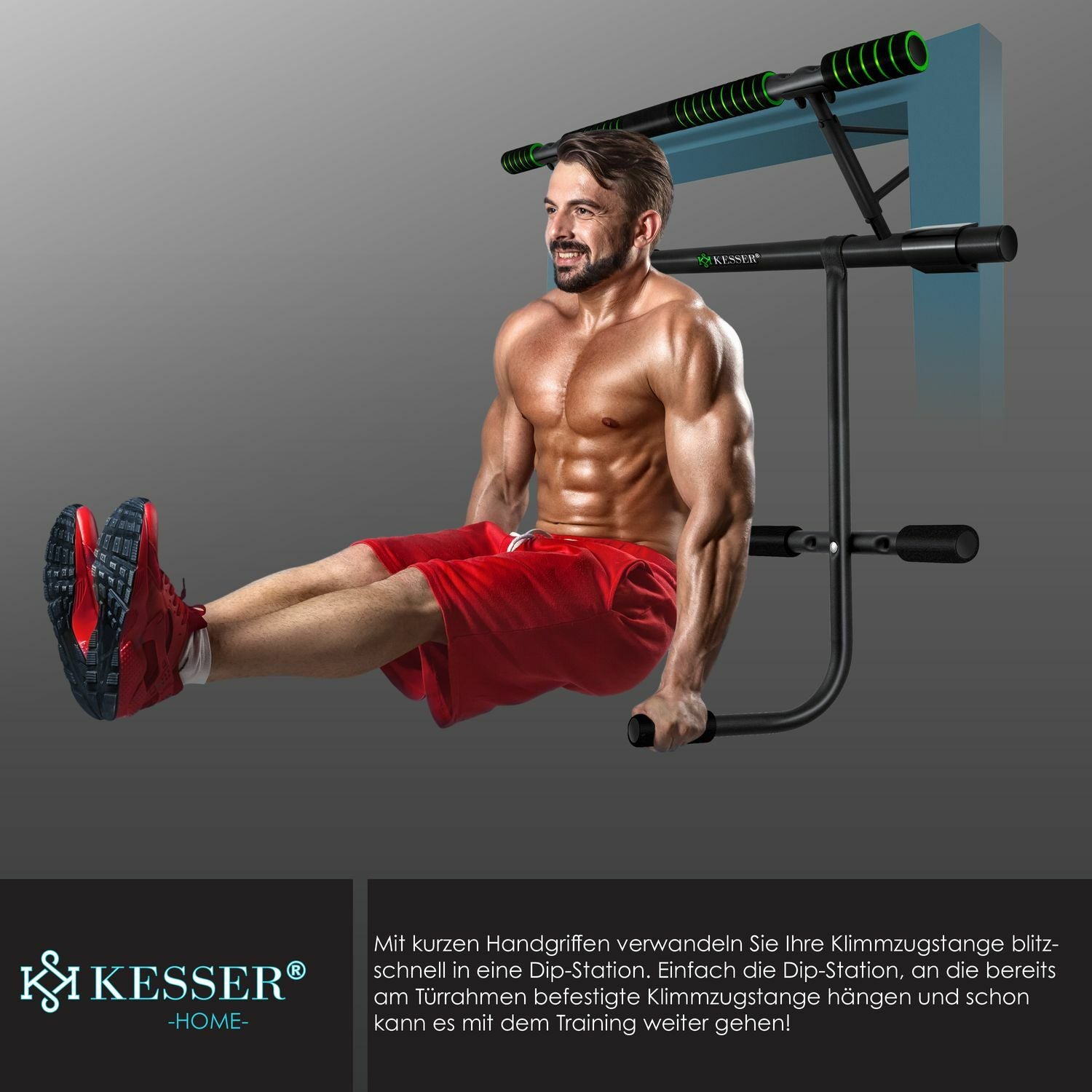 KESSER® 4In1 Premium Klimmzugstange + Dip-Station Türrahmen Tür Klimmzug Stange