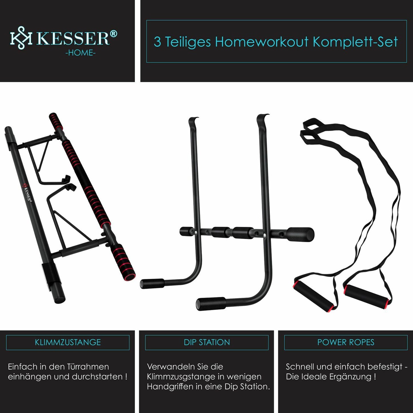KESSER® 4In1 Premium Klimmzugstange + Dip-Station Türrahmen Tür Klimmzug Stange