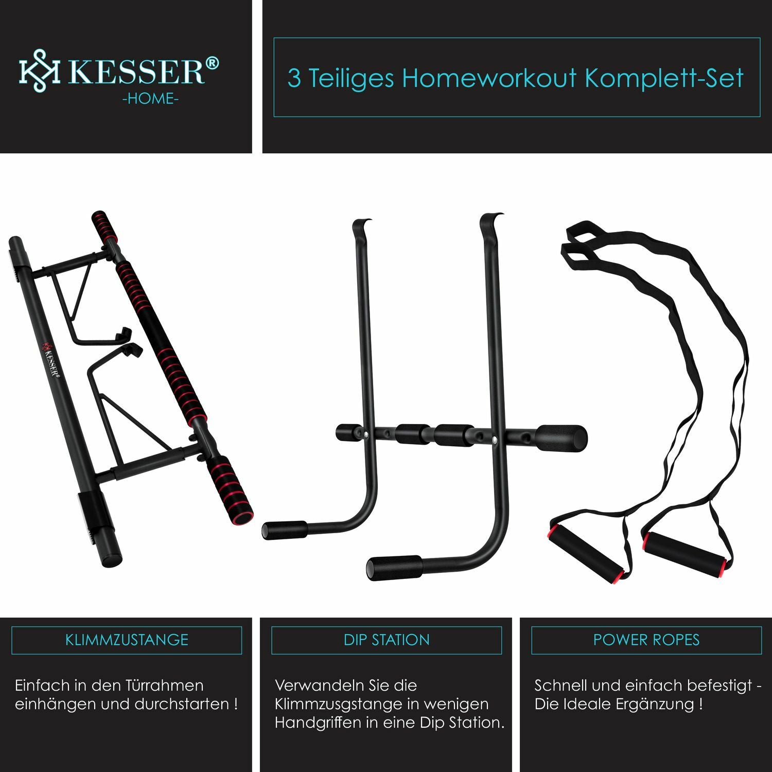 KESSER® 4In1 Premium Klimmzugstange + Dip-Station Türrahmen Tür Klimmzug Stange
