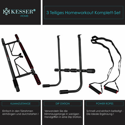 KESSER® 4In1 Premium Klimmzugstange + Dip-Station Türrahmen Tür Klimmzug Stange