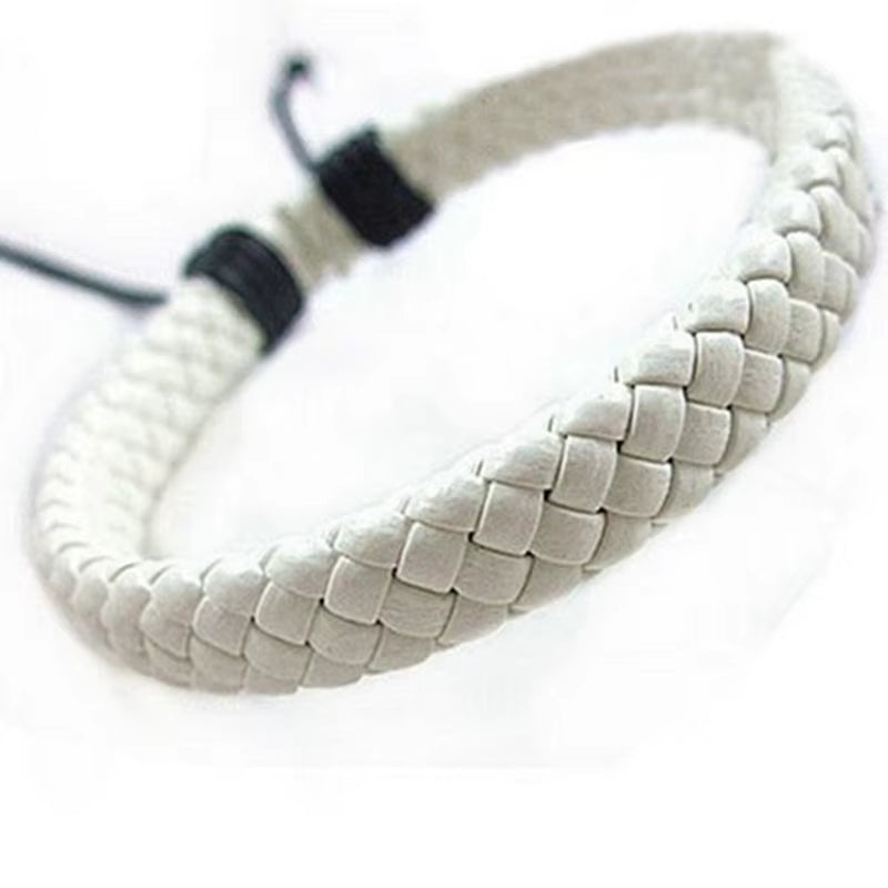 1Pcs Punk Black/Brown/White/Yellow Braided Leather Bracelet Bangle Male Accessories Homme Jewelry Black Color Leather Bracelets