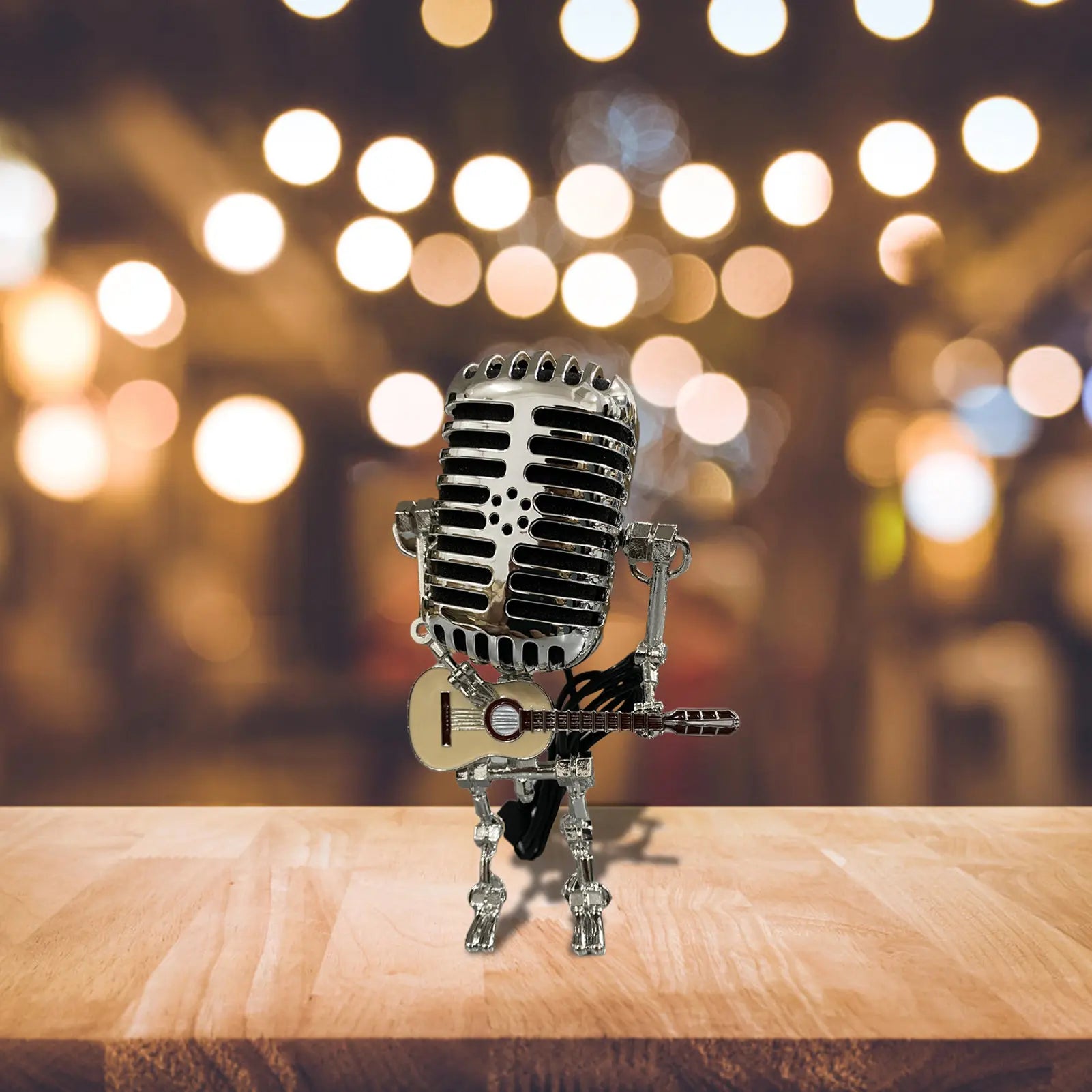 Microphone Robot Desk Lamp Microphone Robot Lamp Vintage Metal Microphone Robot Lamp Table LED Guitar Lamp Robot Desk Light Lamp
