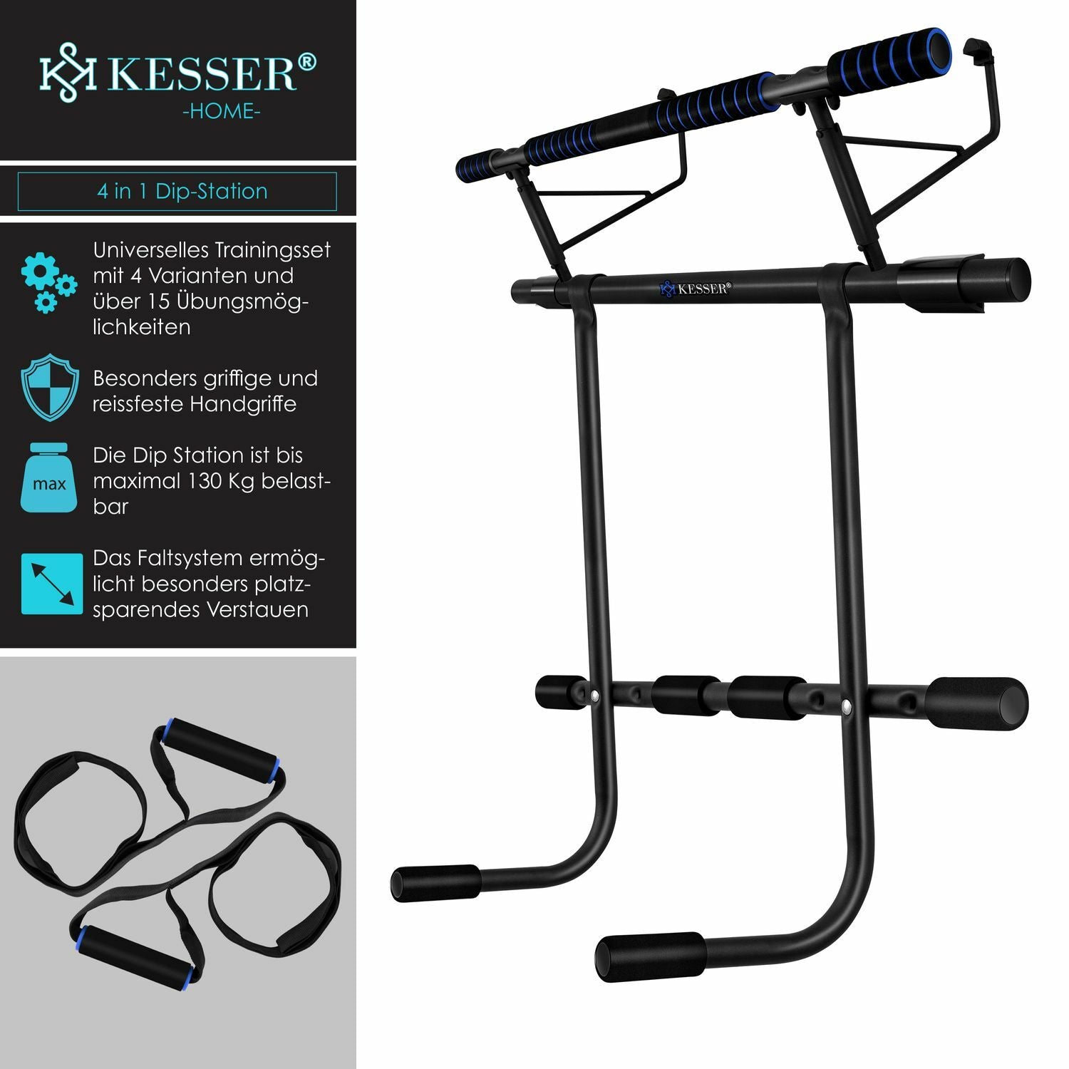 KESSER® 4In1 Premium Klimmzugstange + Dip-Station Türrahmen Tür Klimmzug Stange
