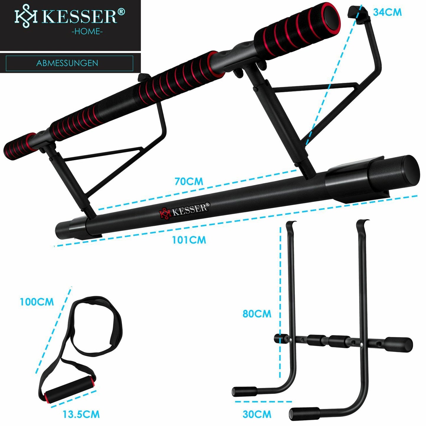 KESSER® 4In1 Premium Klimmzugstange + Dip-Station Türrahmen Tür Klimmzug Stange