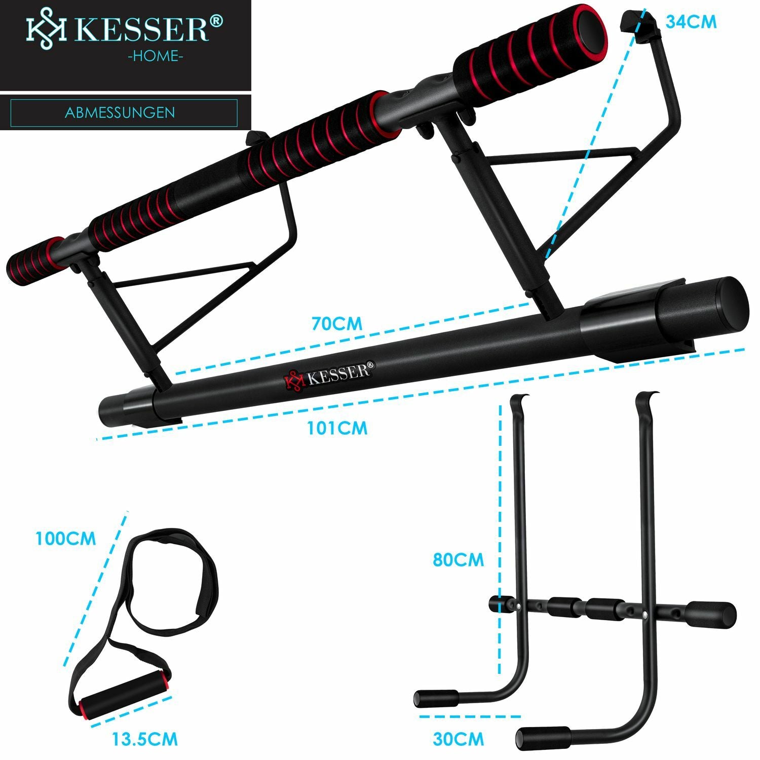 KESSER® 4In1 Premium Klimmzugstange + Dip-Station Türrahmen Tür Klimmzug Stange