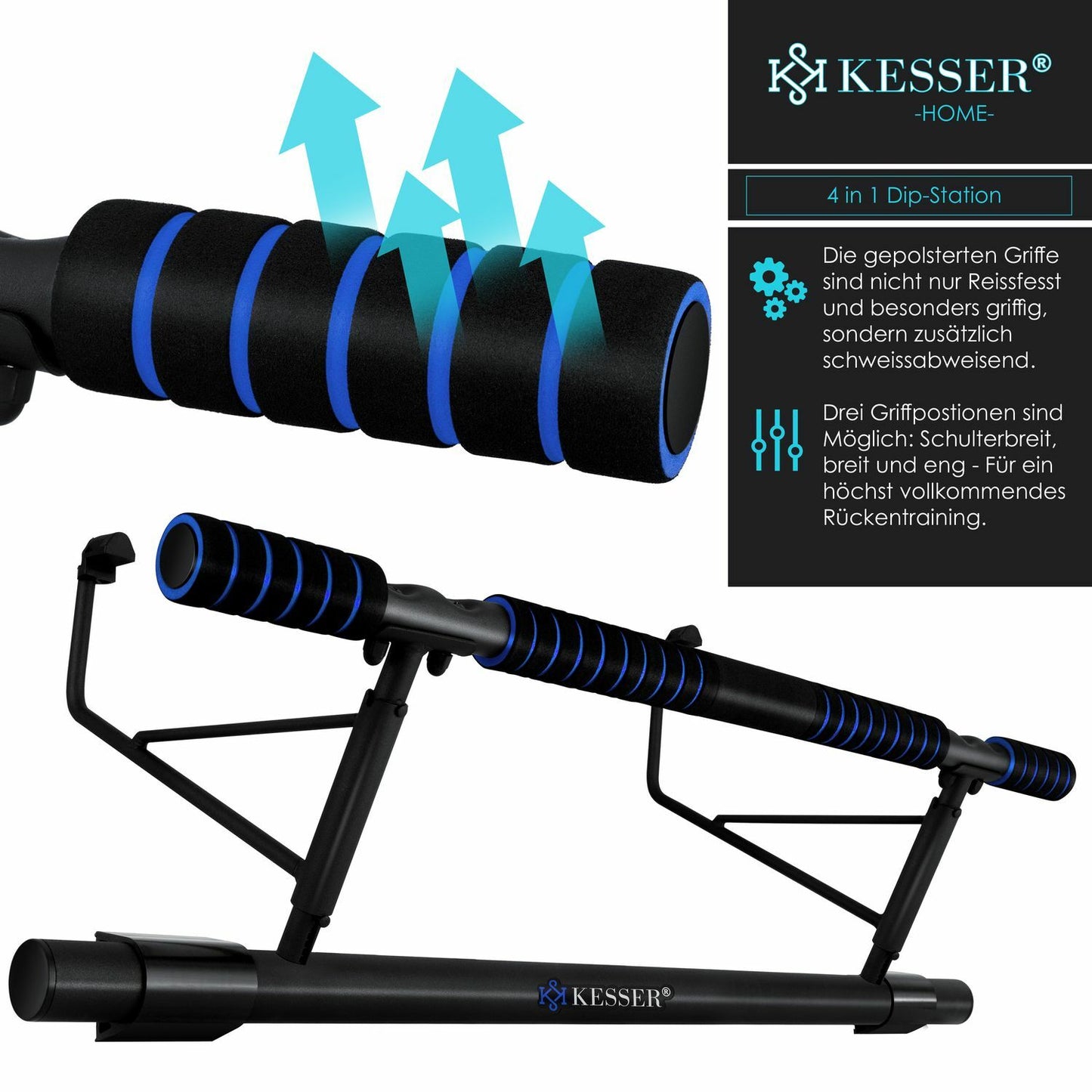 KESSER® 4In1 Premium Klimmzugstange + Dip-Station Türrahmen Tür Klimmzug Stange